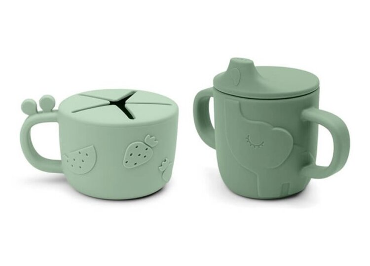 DONE BY DEER Peekaboo set hrnečků snack/drink Deer friends - zelený Done by Deer