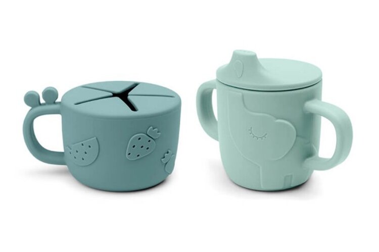 DONE BY DEER Peekaboo set hrnečků snack/drink Deer friends - modrý Done by Deer