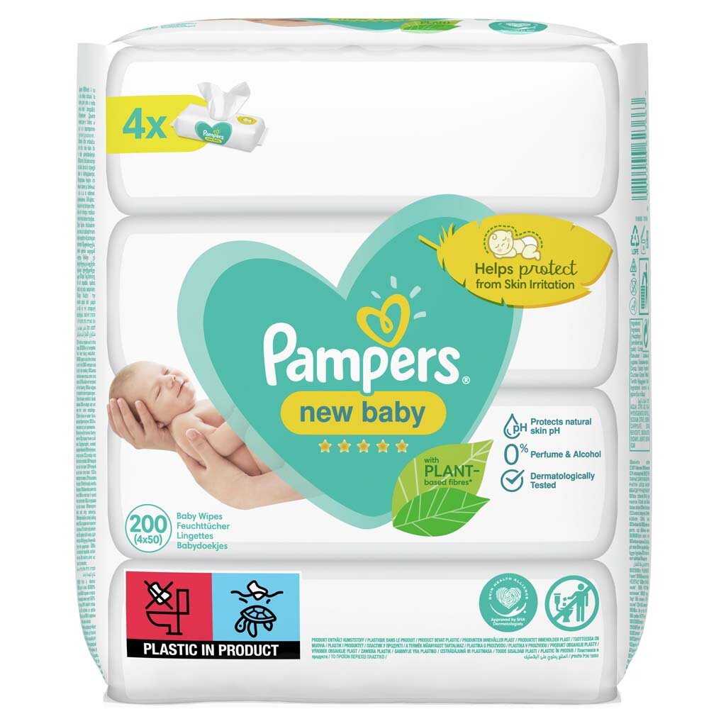 3x PAMPERS New Baby ubrousky vlhčené 4 Balení = 200 ks Pampers