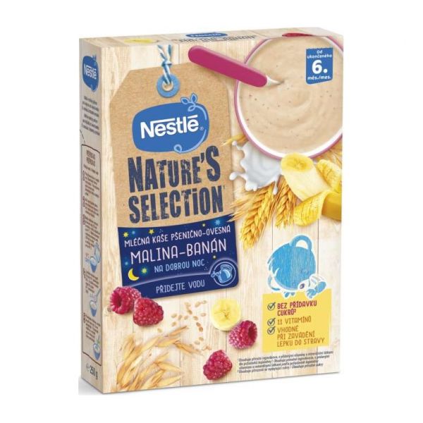 3x NESTLÉ Nature’s Selection mléčná obilná kaše malina