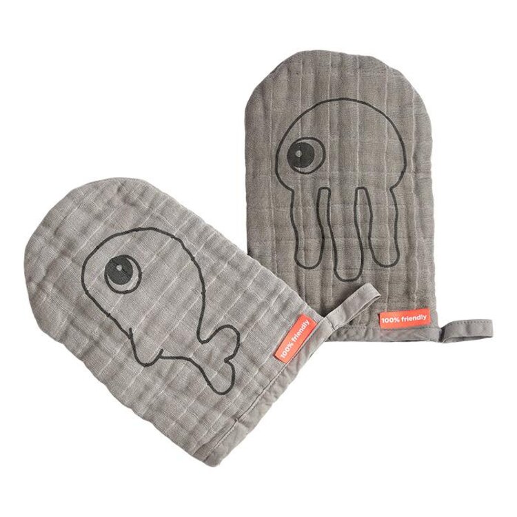 DONE BY DEER Set 2 ks žínek Sea friends Powder-šedé Done by Deer