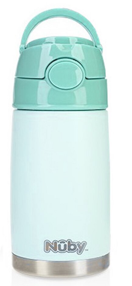 NUBY Termohrnek nerezový s brčkem 300 ml 24m + zelený Nuby