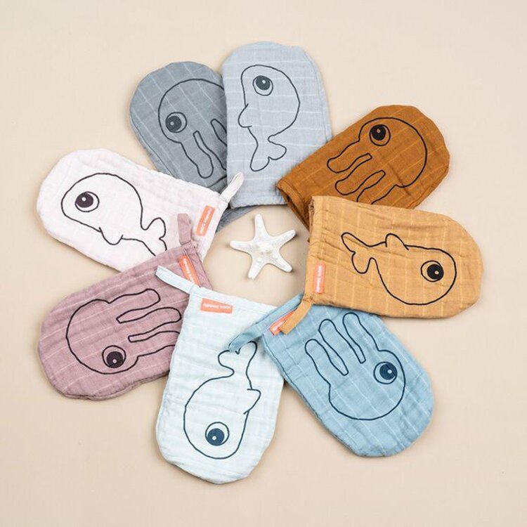 DONE BY DEER Set 2 ks žínek Sea friends Powder-hořčicové Done by Deer