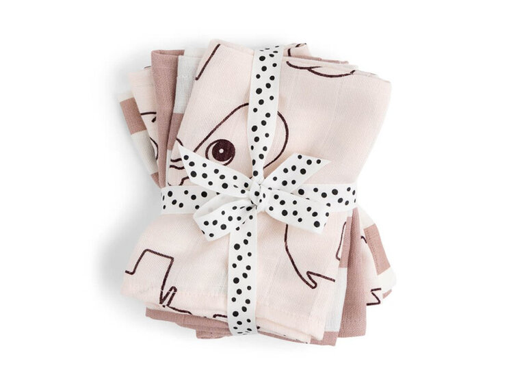 DONE BY DEER Ubrousky mušelínové Deer Friends 5 ks - růžové Done by Deer