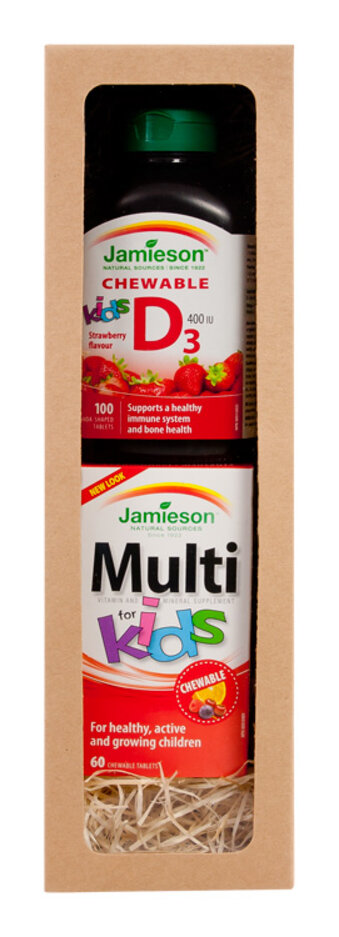 JAMIESON Vitamínová (D3 400IU 100tbl jahoda + Multi Kids with Iron cucavé tablety 60tbl.) Jamieson