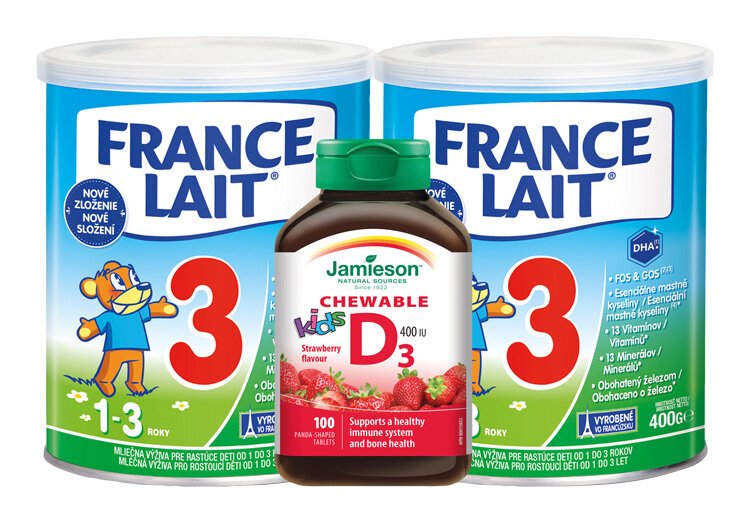 FRANCE LAIT 3 Duo + Jamieson Vitamin D3 KIDS 400IU 100tbl - jahoda France Lait