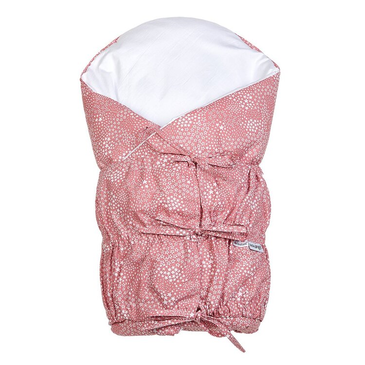 LITTLE ANGEL Zavinovačka šněrovací pevná záda ANGEL - Outlast® 77x77cm starorůžová-hvězdičky Little Angel