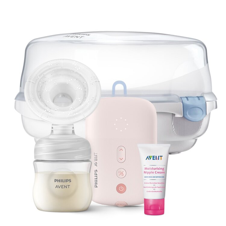 Philips AVENT Odsávačka mateřského mléka elek. SCF395/11 + MW Sterilizator + Krém na bradavky 30 ml Philips Avent