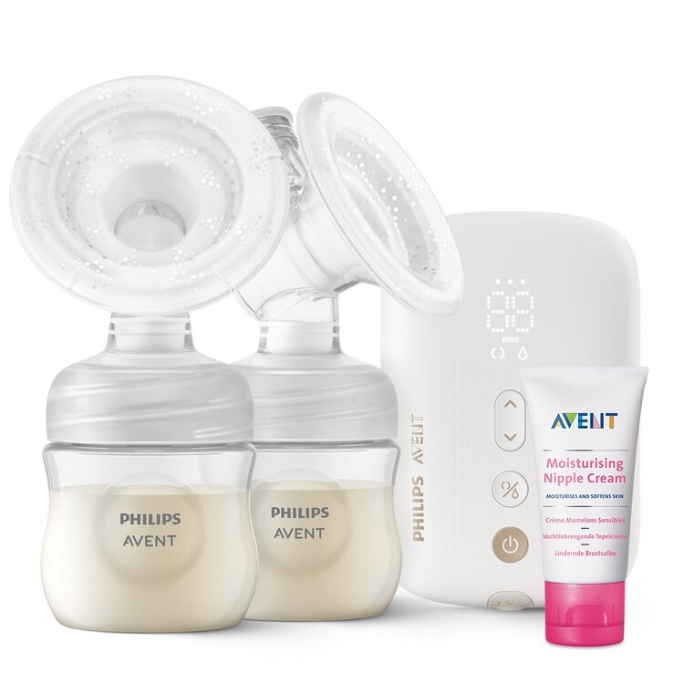 Philips AVENT Odsávačka mateřského mléka elektronická Premium DUO SCF398/11+Krém na bradavky 30 ml Philips Avent