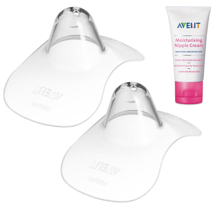 Philips AVENT Chránič bradavek - medium 2 ks + ster.krabička + Krém na bradavky 30 ml Philips Avent