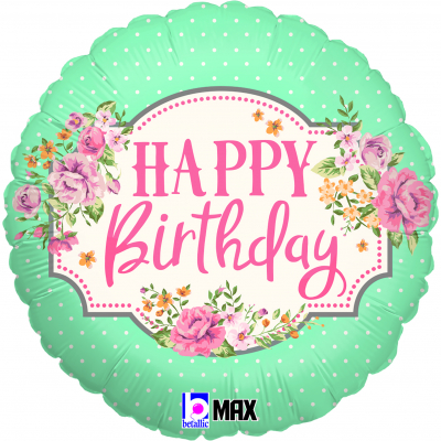 Balónek fóliový Happy Birthday Kolo květiny ALBI ALBI