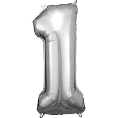 Balónek fóliový 88 cm číslo 01 stříbrný ALBI ALBI