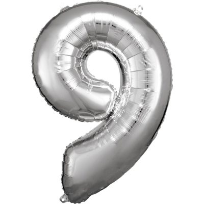 Balónek fóliový 88 cm číslo 09 stříbrný ALBI ALBI