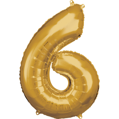 Balónek fóliový 88 cm číslo 06 zlatý ALBI ALBI