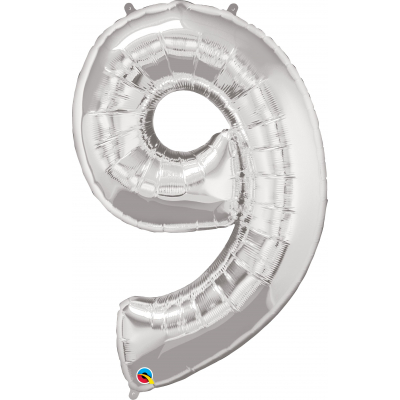 Balónek fóliový 92 cm číslo 09 stříbrný ALBI ALBI