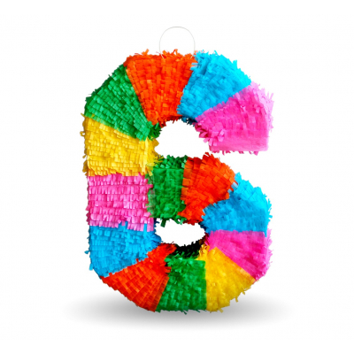 Piňata ČÍSLO 6 barevná 50 x 35 x 7