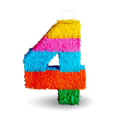 Piňata ČÍSLO 4 barevná 50 x 35 x 7