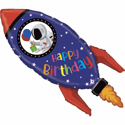 Balónek fóliový Happy Birthday raketa modrá ALBI ALBI