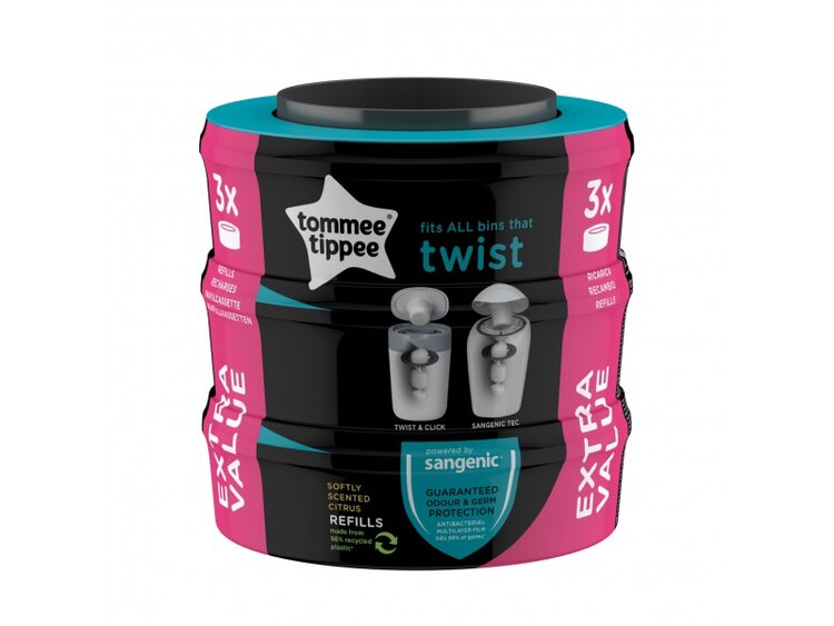 TOMMEE TIPPEE Náhradní kazetY Sangenic Twist 3 ks (univerzální) Tommee Tippee