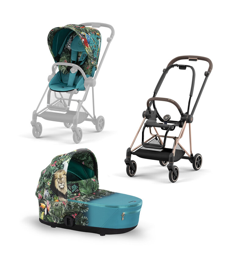 CYBEX Kočárek kompletní Mios 3.0 podvozek Rosegold + seat pack + lux carry cot We The Best Blue Cybex