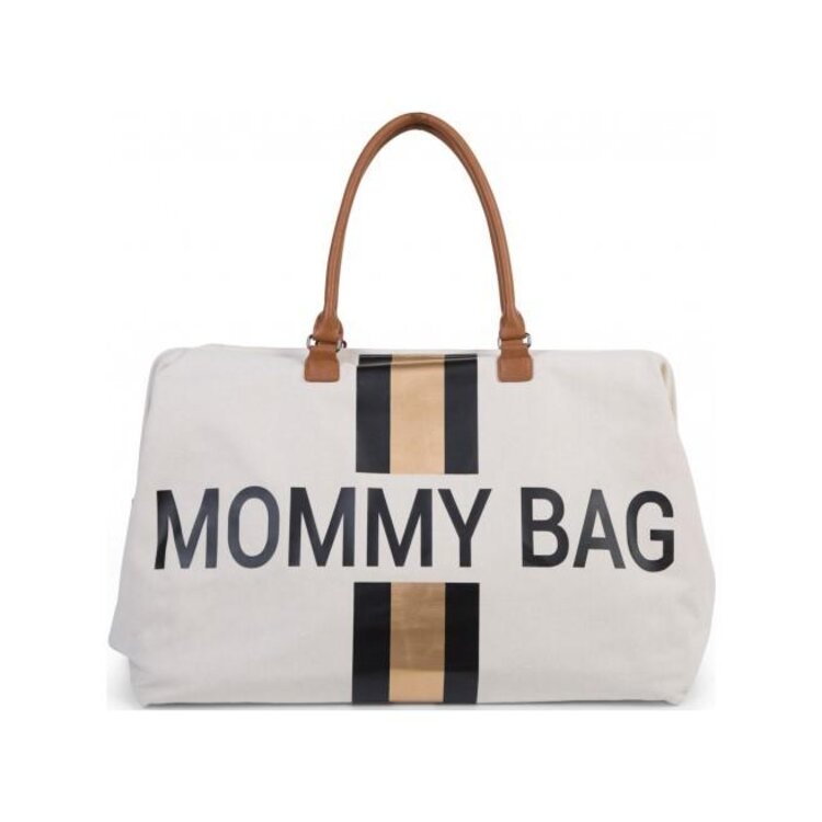 Childhome Mommy Bag Big Canvas Off White Stripes černá/zlatá Childhome