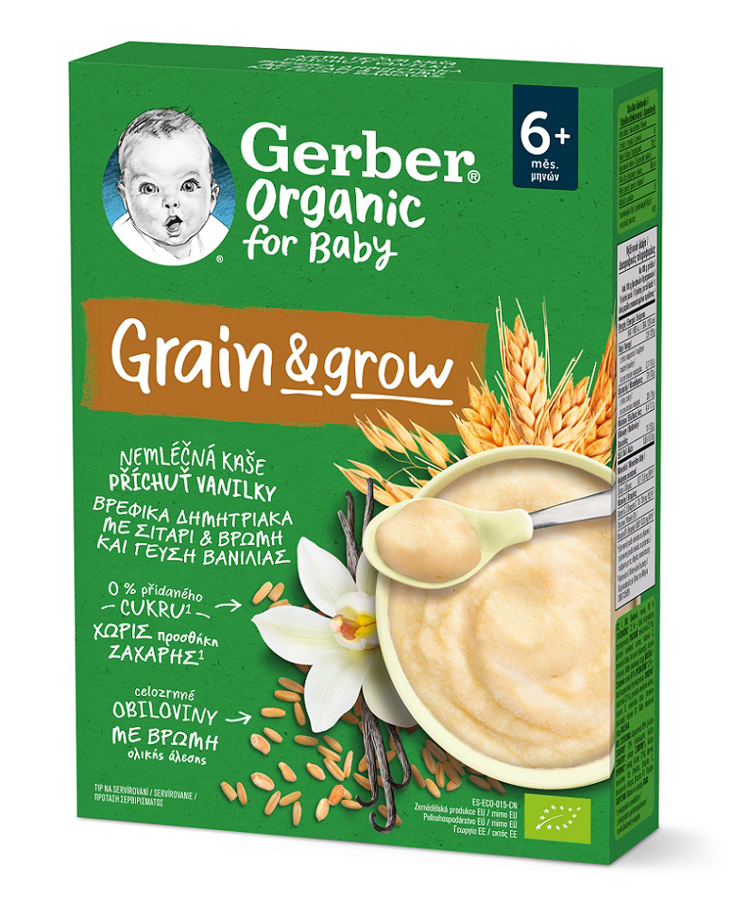 6x GERBER Organic Kaše nemléčná s příchutí vanilky 200 g​ GERBER