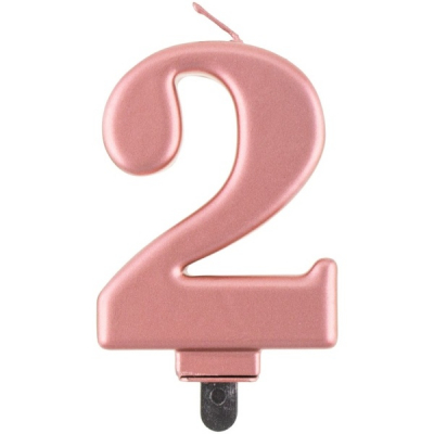Svíčka dortová rose gold číslo 2 ALBI ALBI