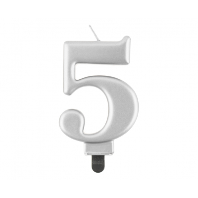 Svíčka dortová silver číslo 5 ALBI ALBI