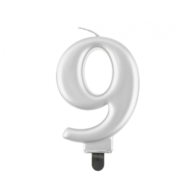 Svíčka dortová silver číslo 9 ALBI ALBI