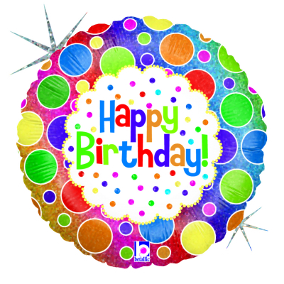 Balónek fóliový Happy Birthday Kolo s puntíky barevné ALBI ALBI