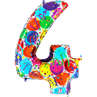 Balónek fóliový 102 cm číslo 04 barevný ALBI ALBI