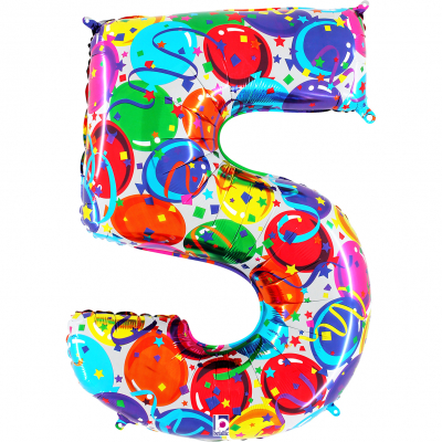 Balónek fóliový 102 cm číslo 05 barevný ALBI ALBI