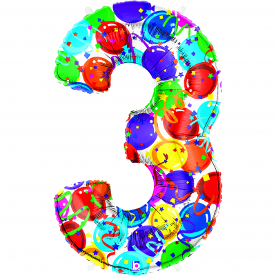 Balónek fóliový 102 cm číslo 03 barevný ALBI ALBI