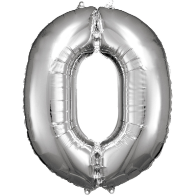 Balónek fóliový 88 cm číslo 0 stříbrný ALBI ALBI