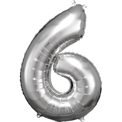 Balónek fóliový 88 cm číslo 06 stříbrný ALBI ALBI