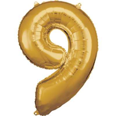 Balónek fóliový 88 cm číslo 09 zlatý ALBI ALBI
