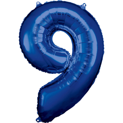 Balónek fóliový 88 cm číslo 09 modrý ALBI ALBI