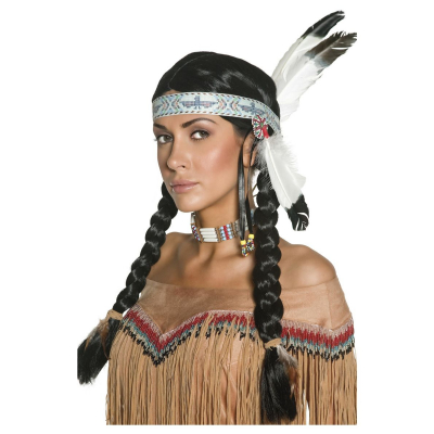 Paruka dlouhá indián/ka s pletenými copánky a čelenkou ALBI ALBI