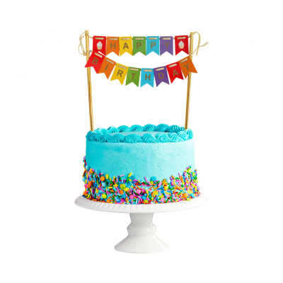 Zápich Happy Birthday barevné vlaječky 19 cm ALBI ALBI