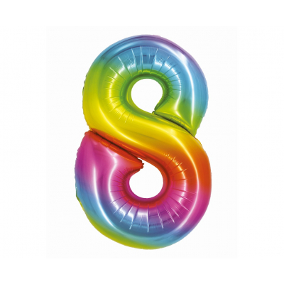 Balónek fóliový 76 cm číslo 08 duhový ALBI ALBI