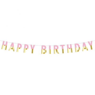 Banner Happy Birthday růžovo-zlatý 1