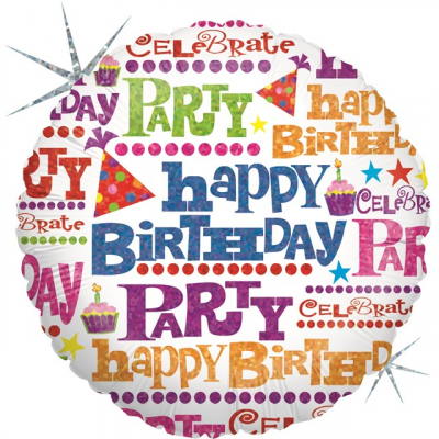 Balónek fóliový Happy Birthday nápisy barevné ALBI ALBI