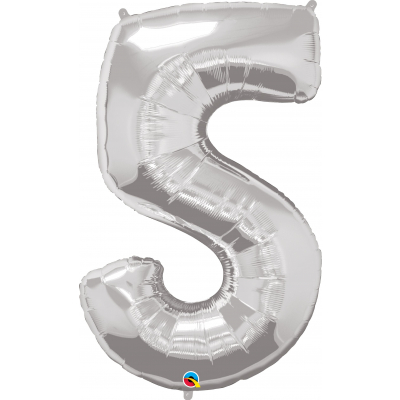 Balónek fóliový 92 cm číslo 05 stříbrný ALBI ALBI