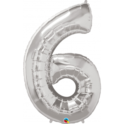 Balónek fóliový 92 cm číslo 06 stříbrný ALBI ALBI