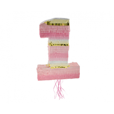 Piňata ČÍSLO 1 růžová 50 x 35 x 7