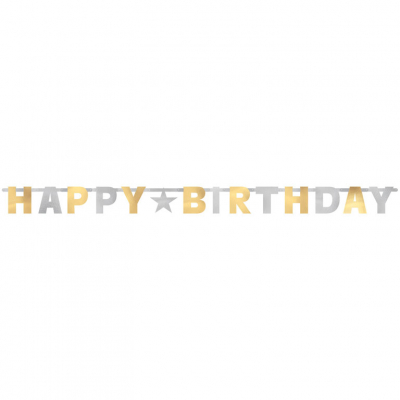 Banner Happy Birthday silver/gold 2
