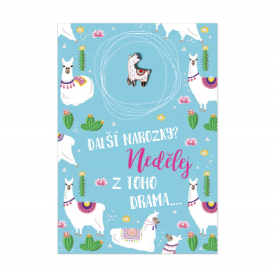 Přání s broží - Lama