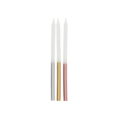Svíčky dortové 24 ks bílé a metalické 10 cm ALBI ALBI