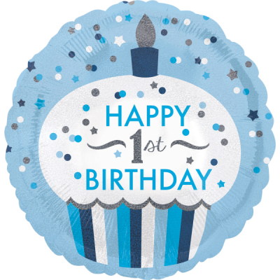 Balónek fóliový 1.narozeniny Cupcake modrý ALBI ALBI