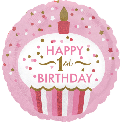 Balónek fóliový 1.narozeniny Cupcake růžový ALBI ALBI